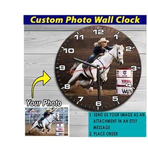 Mutton Busting Steer Riding Personalized Photo Wooden Wall Clock, Gift ...