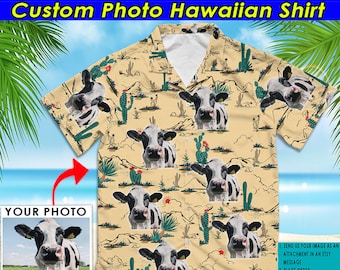 Cow Personalized Hawaiian Shirt, Unique Farming Gift, Cow Farmer Gift, Cow Lovers, Cow Owners, Cool Farmer Gifts (HAW1)