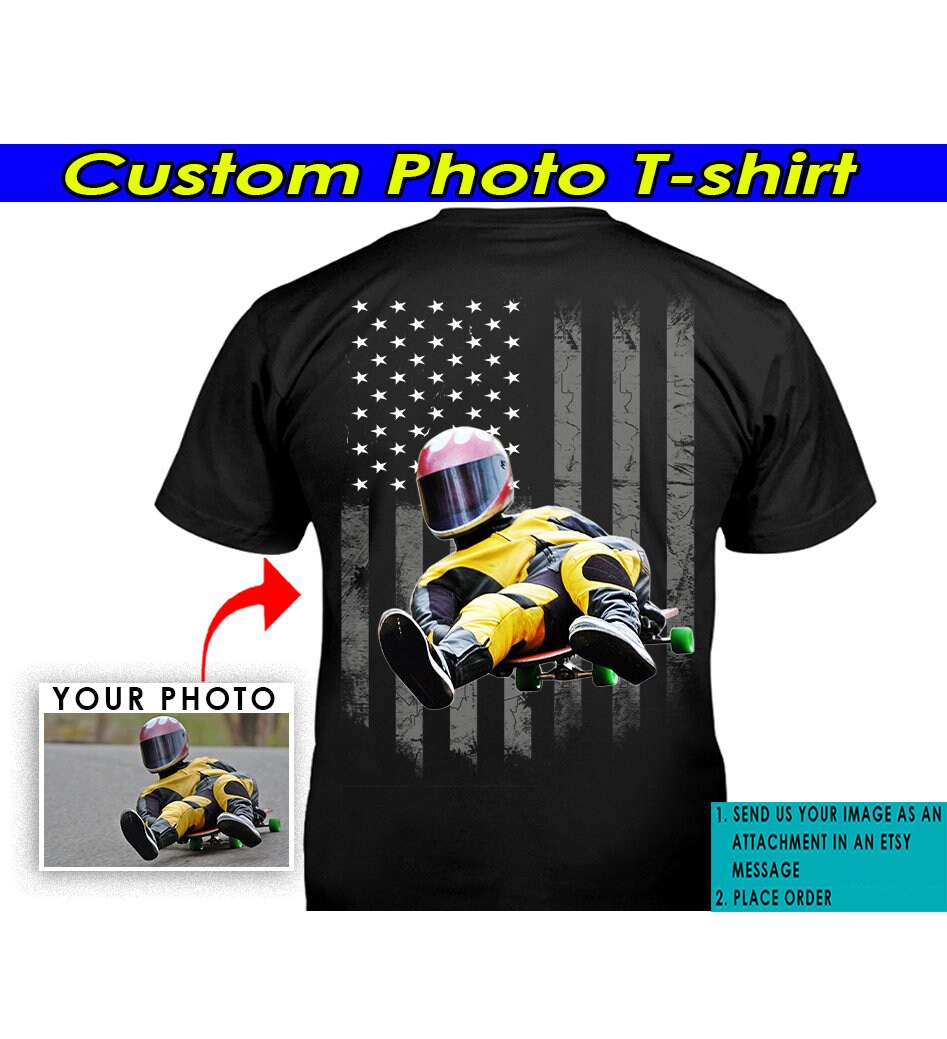 Gift For Lugers Street Luge Personalized Photo T-shirt, Street Luge Lovers, Street Luge Board, Skateboard, Luge Sport (On the Back) (BK5)