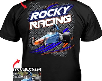 Top Alcohol Dragster Personalized Photo & Name T-shirt, Top Fuel Dragster, Unique Custom Drag Racing Team T-shirts (On the Back) (BK543-B2)