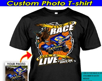 Sprint Car Dirt Track Racing Personalized Photo T-shirts, Unique Gift For Racers, Gift For Car Guys, Late Models, Street Stock Car (BK411)