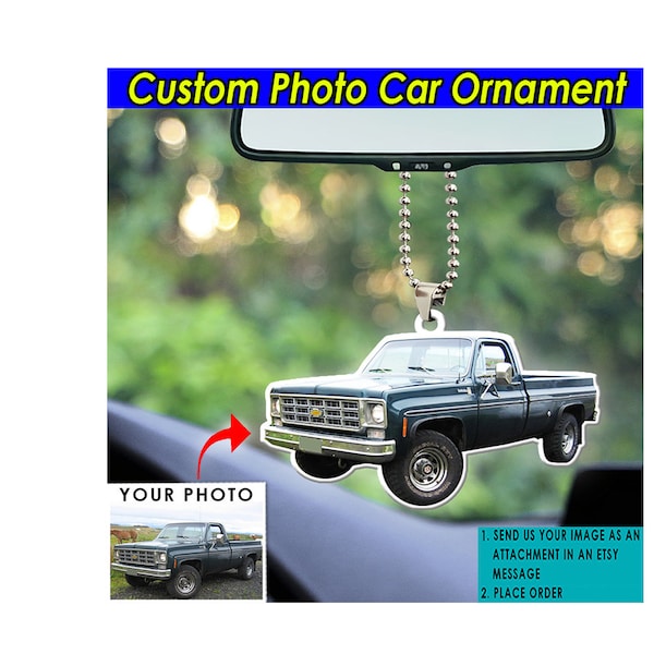 Square Body Pickup Trucks Personalized Car Ornament, Gifts For Car Lovers, Chevy C10 Truck Owners, Classic Car, Vintage Car, Low Rider Car