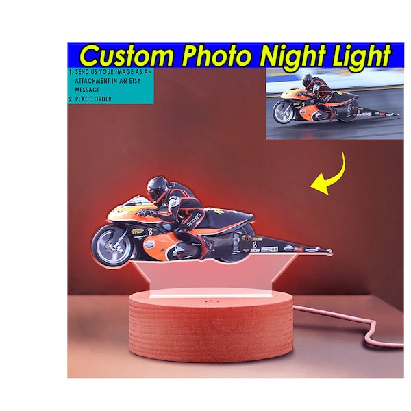 Dragbike Motorcycle Drag Racing Personalized Printed Night Light, Sport Bike, Pro Stock Motorcycle, Dragbike Racing, Drag Racers (Mc-nig2)