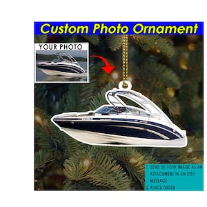 Boats Personalized Photo Ornament, Gifts For Bowriders, Motorboat, Fishing Boats, Ski Boats, Wake Boats, Boat Owners Gift, Acrylic Ornaments