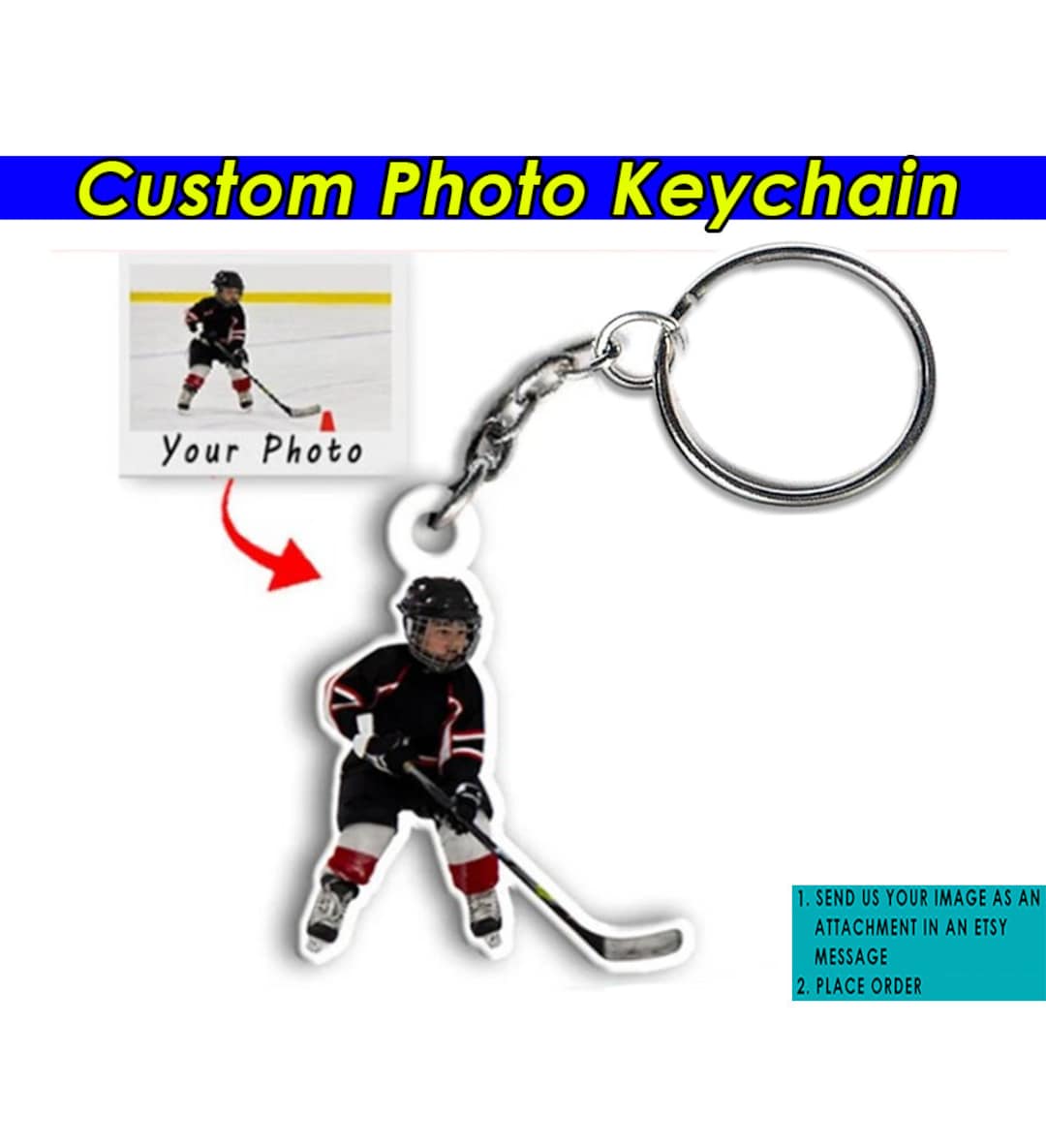 Ice Hockey Kids Personalized Keychains, Ice Skating Lovers