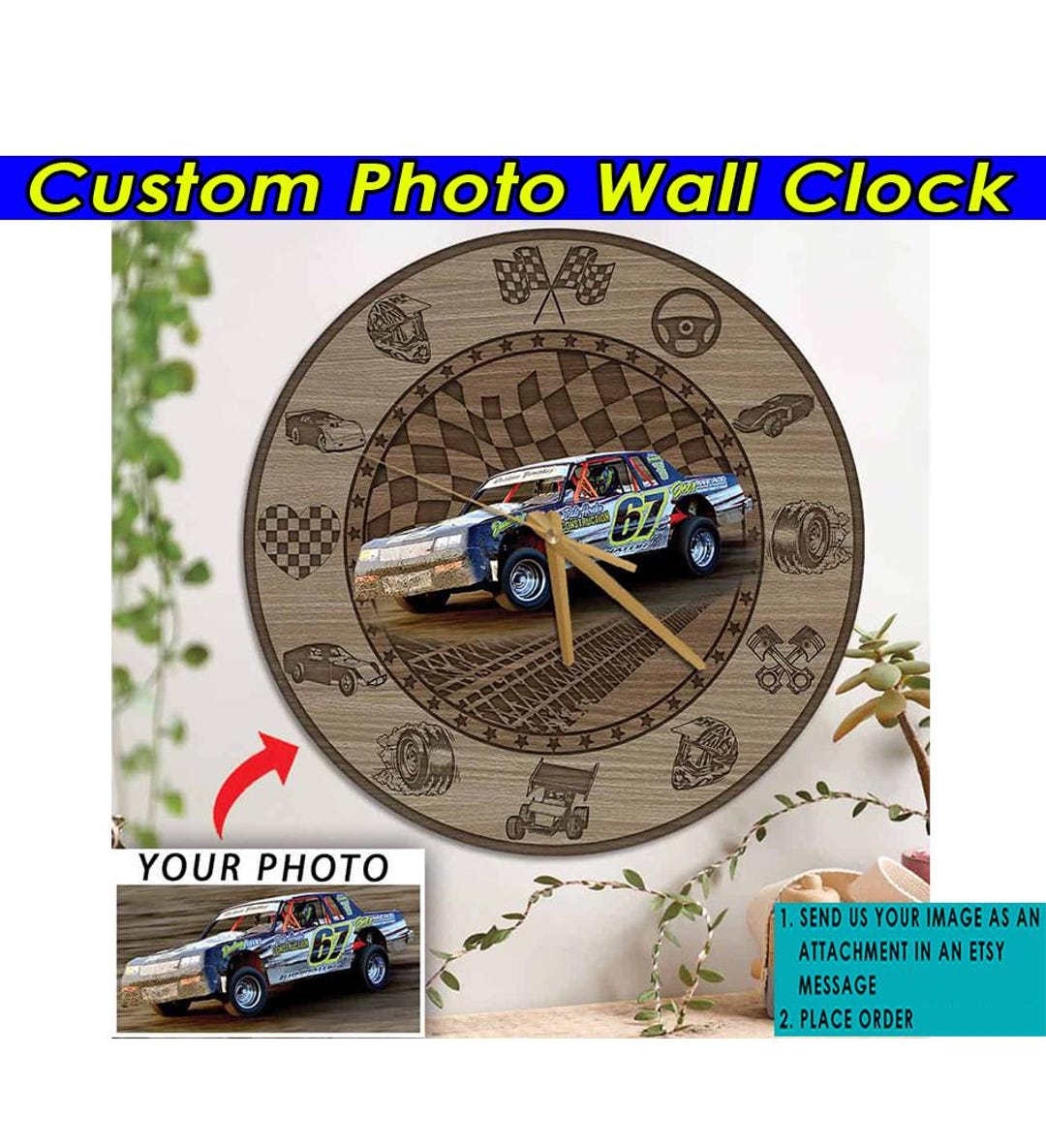 Dirt Late Model Dirt Track Racing Personalized Wooden Wall Clock ...