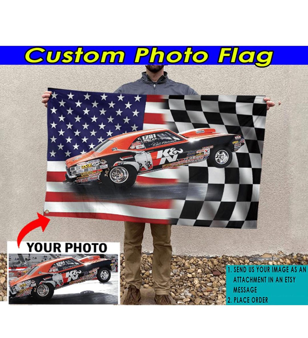 Drag Racing Personalized Photo American Flag, Drag Racing Gifts, Muscle ...