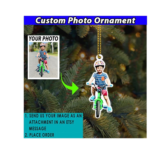 Ornement personnalisé pour enfants d’équitation de vélo, cadeaux spéciaux pour vos enfants, ornements de cyclisme, meilleurs cadeaux de vélo de montagne, ornements acryliques