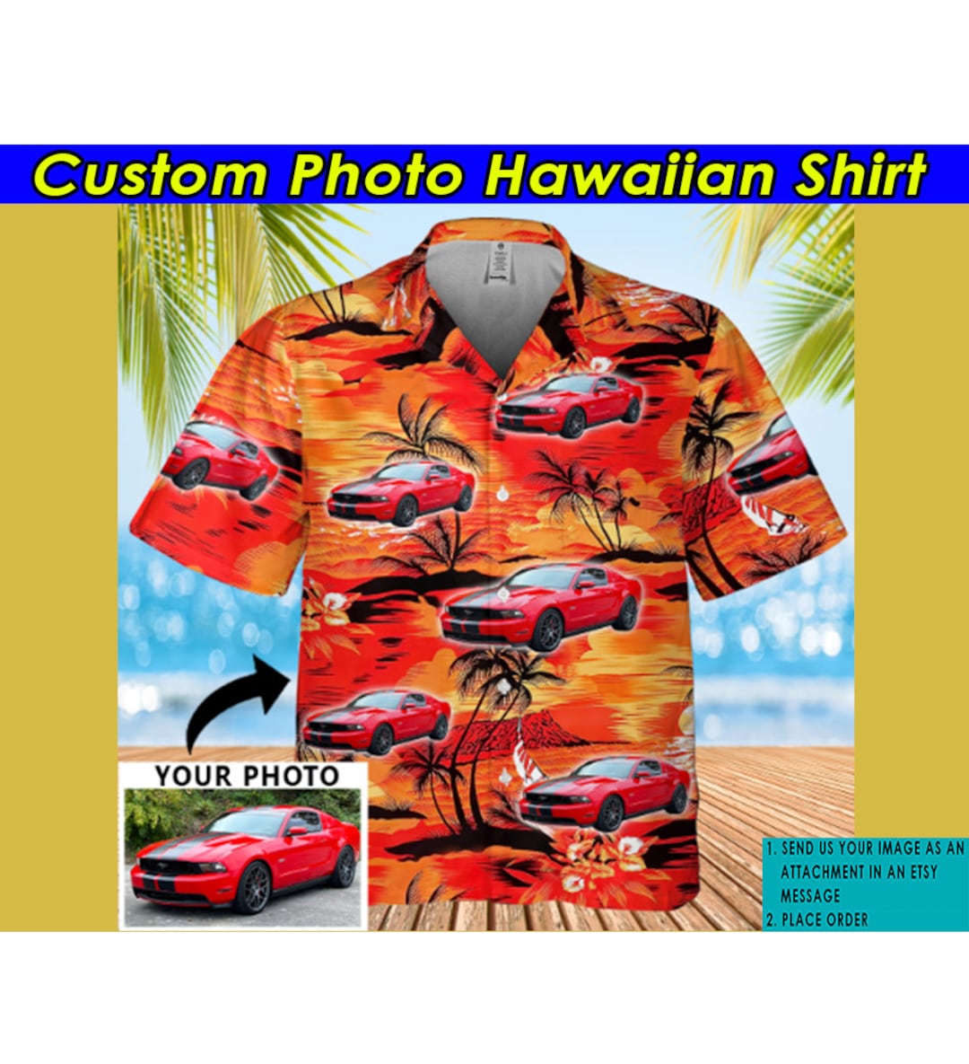 Cool Car Guys Gifts Personalized Photo Hawaiian Shirt, Custom Car Gifts, Modern Car, Vintage Car