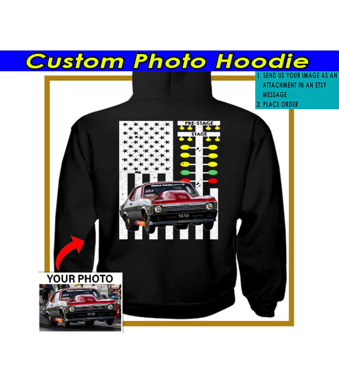Drag Racing Personalized Hooded Sweatshirt, Gift for Drag Racer, Custom ...