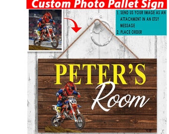 Motocross Kid Gifts, Dirt Bike Personalized Pallet Signs, Unique Gifts For MX Rider Son, Dirt Bike Lover Gifts, Dirt Bike Racing Gifts