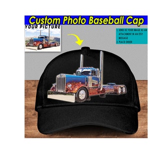 Flatbed Truck Personalized Baseball Classic Cap, Unique Gifts For Truckers, Big Rigs, Big Truck Drivers, Semi-trailer Truck, Trucker Hat