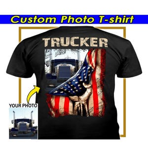 American Trucker Big Truck personalisierte T-Shirt, Geschenk für LKW Jungs, Big Rigs Fahrer, Semi Truck, 18 Wheeler Geschenk (auf der Rückseite) (BK523)
