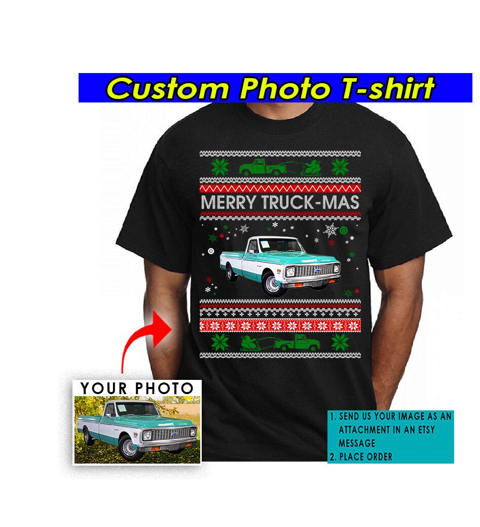 ピックアップ トラックのクリスマス パーソナライズ T シャツ、モダン