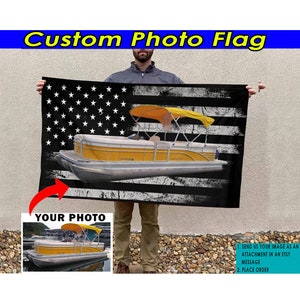 Gift For Boat Lovers Boat Personalized Flag, Fishing Pontoon Boat, Best Boat Captain Gift, Boat Owners Gifts, Flag 24X36 (AmericanFlag02)