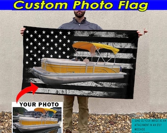 Gift For Boat Lovers Boat Personalized Flag, Fishing Pontoon Boat, Best Boat Captain Gift, Boat Owners Gifts, Flag 24X36 (AmericanFlag02)
