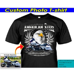 Motorcycle Personalized T-shirt, Cool Gifts For Bikers, Unique Gifts For Motorcycle Lovers, Sport Bike, Custom Bike, American Steel (BK425)