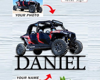 Side-by-Side SxS UTV Personalized Photo and Name Cut Metal Sign, Custom Gift For SxS Lovers, Unique UTV Wall Decor (Phona)