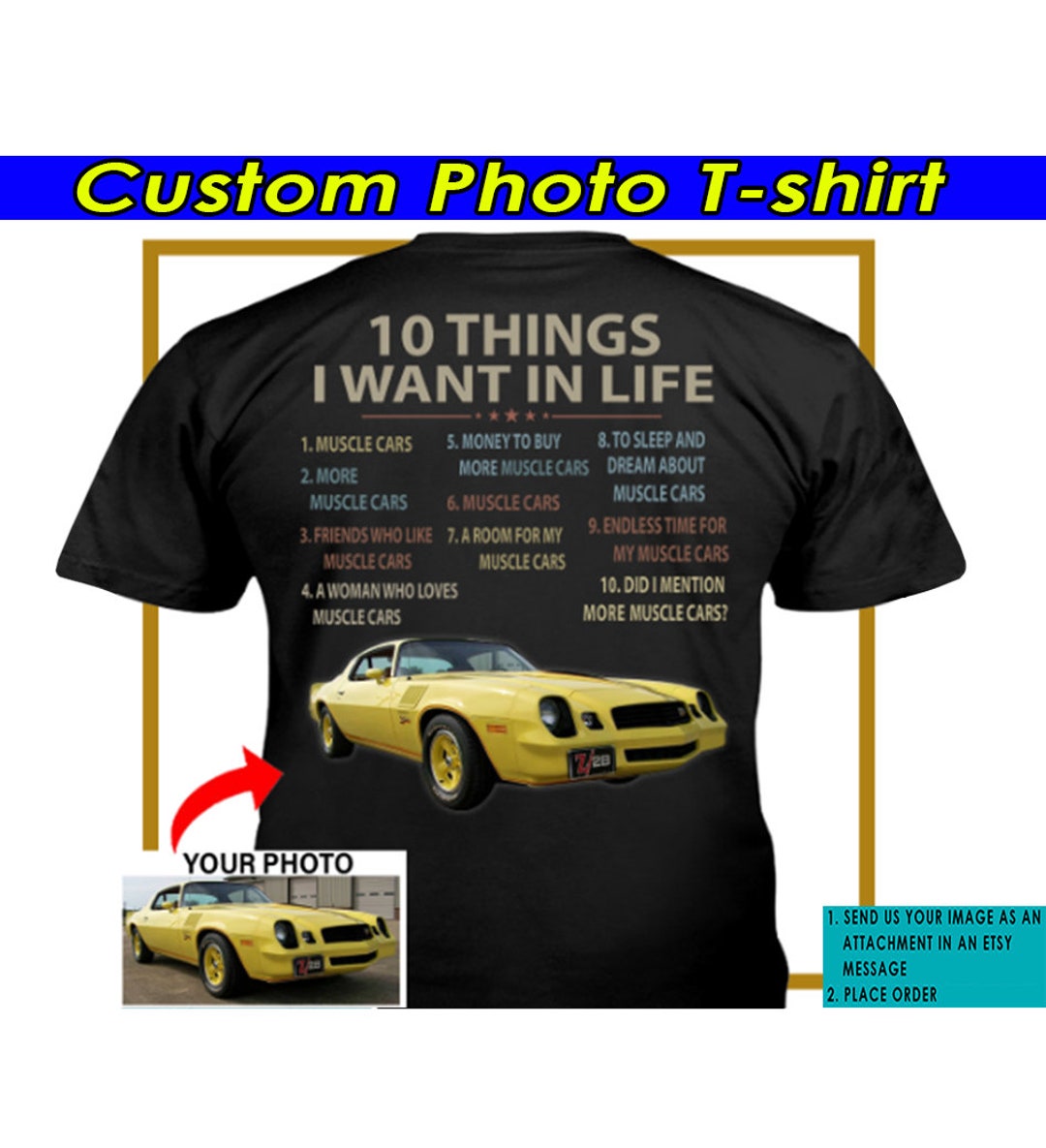 Funny Muscle Car Gifts Personalized Photo Muscle Car Tshirt Etsy