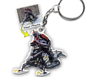 Snowmobile Snowboarding Mountain Riding Personalized Keychains, Snowmobile Lovers, Snowmobile Rider Keychains, Custom Motorcycle Keychains