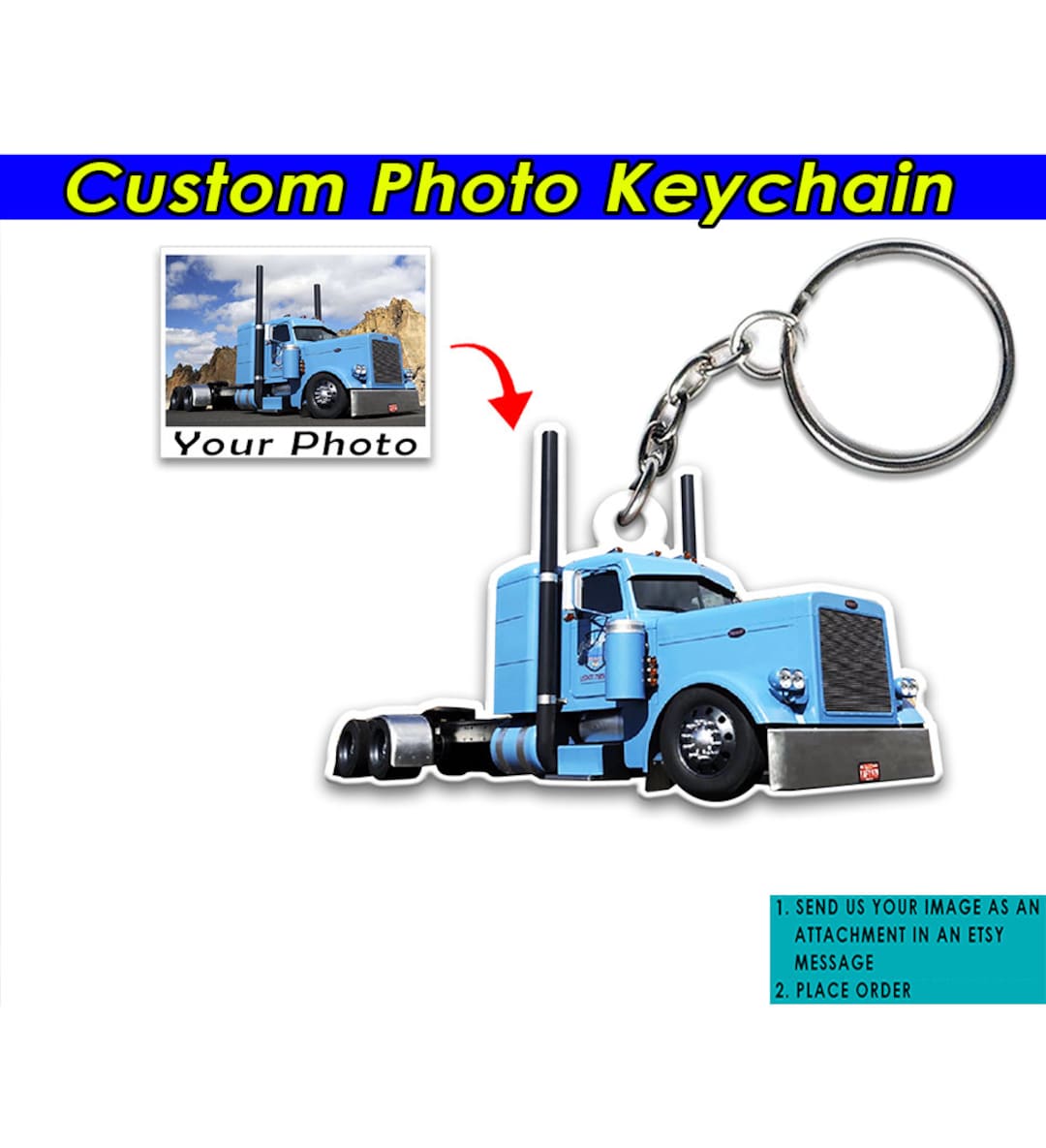 Trucker Gifts Big Truck Personalized Keychains, Cool Gifts for Truckers