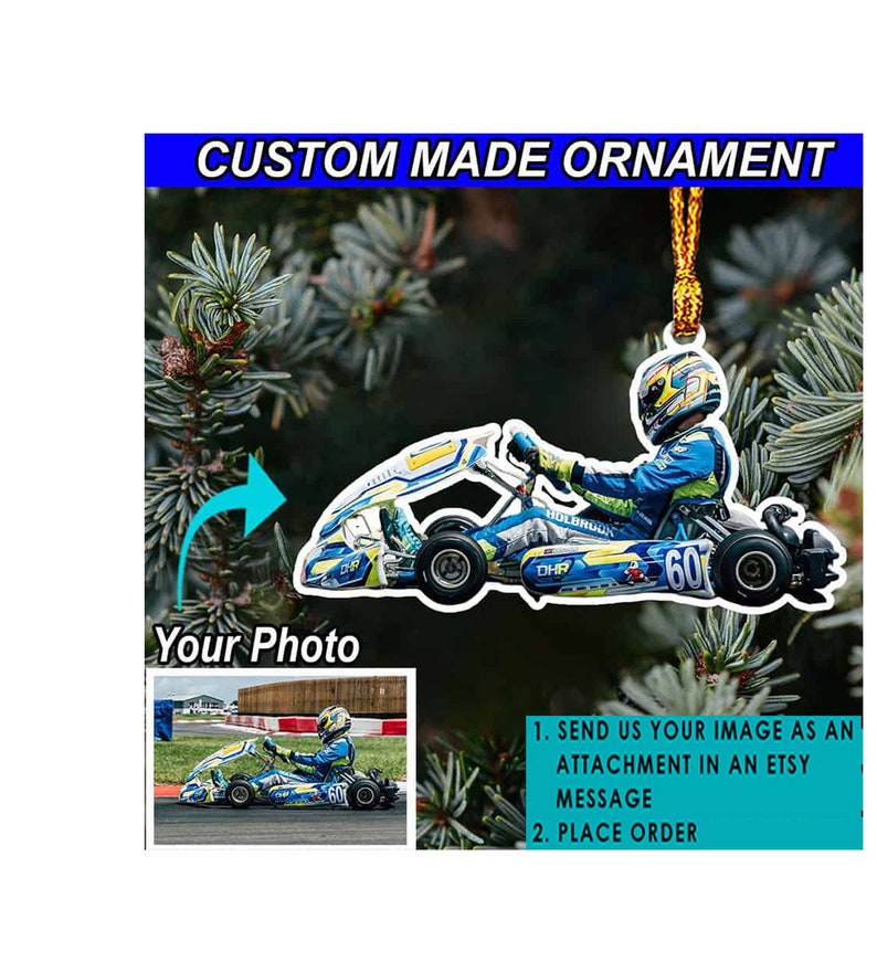 Go Kart Karting Racing Personalized Ornament, Unique Karting Gifts, Cool Gifts For Kart Lovers, Acrylic Ornaments image 2