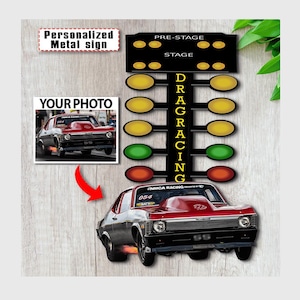 Drag Racing Personalized Photo Cut Metal Sign, Unique Gift For Drag Racers, Pro Modified car, Prostock Car Garage Decor (Dragtree)