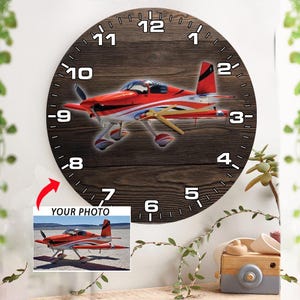 Aircraft Airplane Personalized Wooden Wall Clock, Unique Gifts For Aircraft Owners, Light Aircraft Lovers Gifts, Light Aircraft Pilot Gift