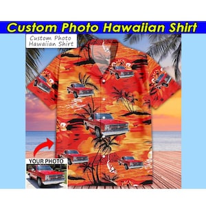 Klassischer Pick-Up-Truck personalisiertes Foto Hawaii-Hemd, alter Vintager moderner Pick-Up Truck, Lifter, Geschenk für Pick-up-Truck-Onwers (HAW21)