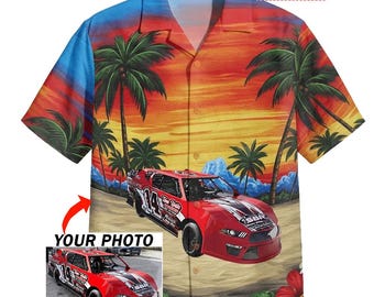 Late Model Car Dirt Track Racing Personalized Photo Hawaiian Shirts, Custom Gift For Dirt Track Racers, Dirt Late Model Drivers (HAW27)