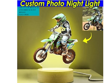Motocross MX Rider Kids Dirt Bike Personalisiertes bedrucktes Nachtlicht, Geschenke für Dirt Biker, Motorrad-Liebhaber, MX Rider Geschenke (Mc-nig2)