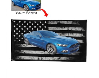 Cool Muscle Car Personalized Flag, Unique Gifts For Car Lovers, Car Enthusiast Garage Decor, American Classic Muscle Car (AmericanFlag02)