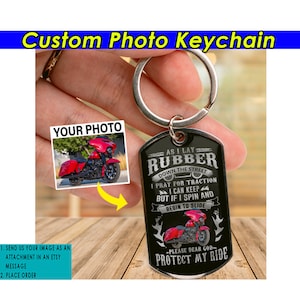 Motorcycle Personalized Keychains, Unique Gifts For Bikers, Motorbike Gift For Her, Motorcycle Gift For Him, Stainless Steel Keychain (Pray)