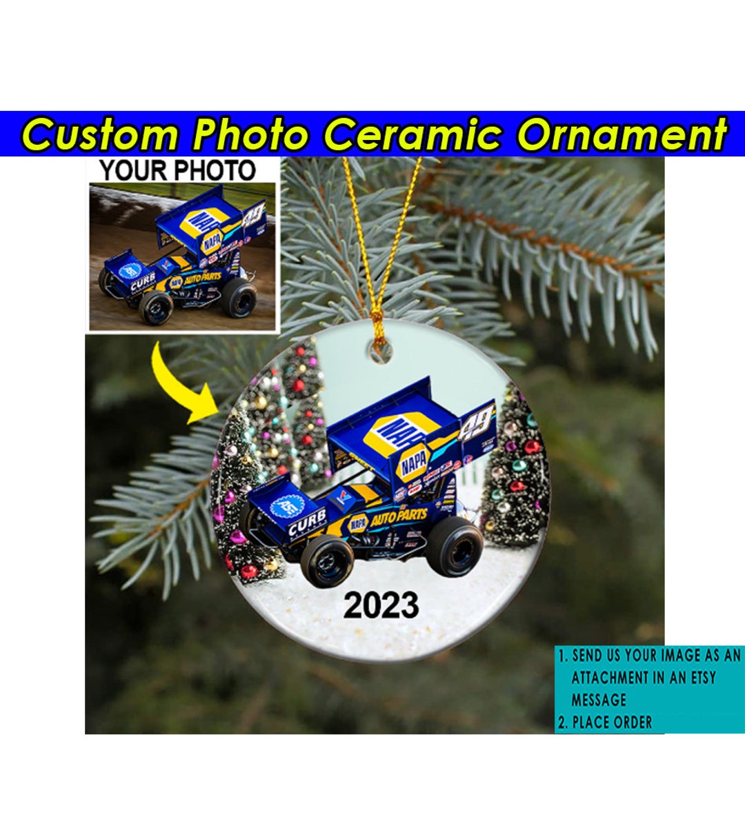 Sprint Car Racing Personalized Ornament, Cool Dirt Track Racing Gifts ...