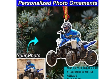 ATV UTV Dirt Quad Racing Personalized Photo Ornament, ATV Motocross Kids Gifts, Off Road Racer Gifts, Acrylic Ornaments