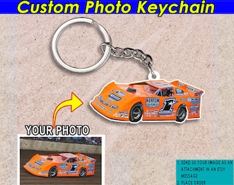 Dirt Track Racing Personalized Keychains, Dirt Late Model Car Racing, Cool Gifts For Dirt Track Racers, Street Stock Car Racing Keychains