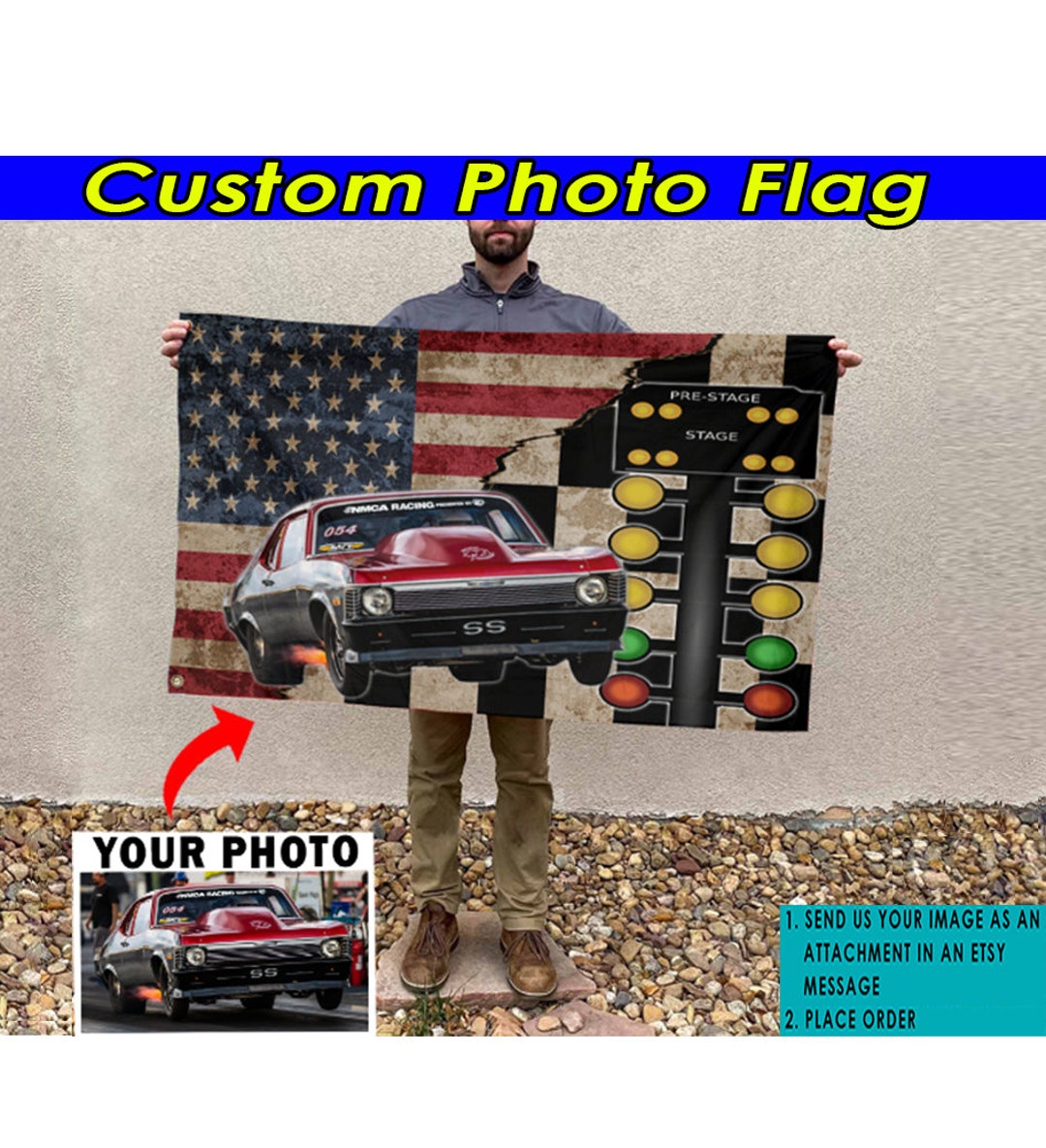 Drag Racing Personalized Photo American Flag, Drag Racing Gifts, Muscle ...