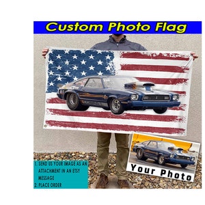 Pro Stock Drag Racing Car Personalized American House Flag, Super Stock Car, Super Gas Car, Gift For Car Guys, Muscle Car Racing, Flag 24X36