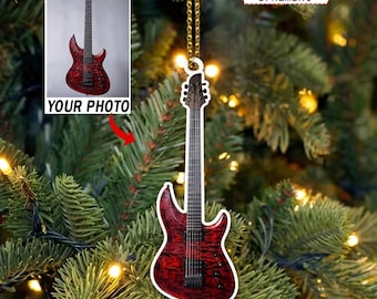 Guitar Personalized Photo Ornament, Unique Gifts For Guitar Players, Best Gifts For Guitarists, Custom Guitar Xmas Decorations