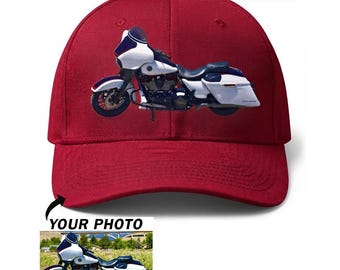 バイカーへのユニークなギフト バイク用パーソナライズドベースボールクラシックキャップ、バイク愛好家へのギフト、スポーツバイク、カスタムバイクハット (PHOTONLY)