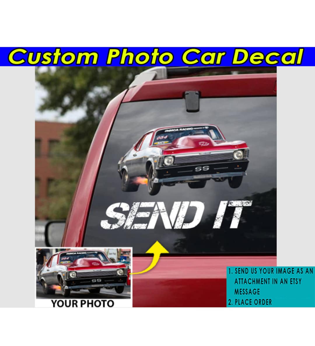 Drag Racing Personalized Photo Transparent Vinyl Car Decal, Custom ...