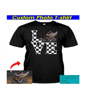 Sprint Car Racing Dirt Track Race Personalized Photo T-shirt, Unique Gifts For Dirt Track Racers, Funny Dirt Racing Tshirts (LoveRacing)
