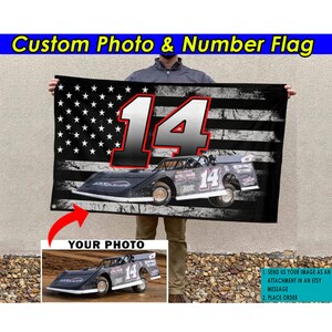 Late Model Dirt Track Racing Personalized Photo & Number American Flag ...