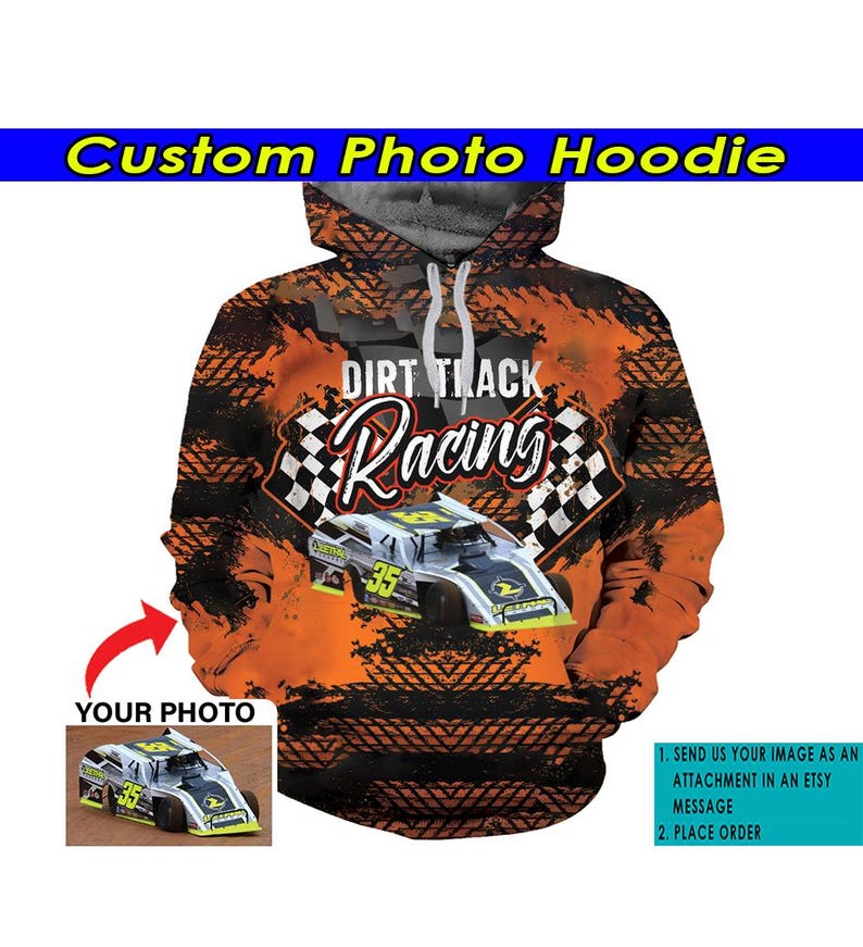 Sweatshirt Back Racing Graphics Sprint Car Dirt Track Racing Personalized Photo All-over-print Hoodie ...
