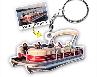 Boat Personalized Photo Keychains, Deck Boat, Jet Boat, Pontoon Boat, Motorboat, Boat Lover Gift, Gift For Boaters, Fishing Boat Keychain