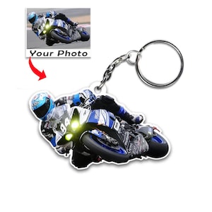 Motorrad Racing Personalisierte Schlüsselanhänger, Einzigartige Geschenke für Biker, Cooles Biker Geburtstagsgeschenk, Superbike Racing, Motorrad Geschenk für Sie / Ihn
