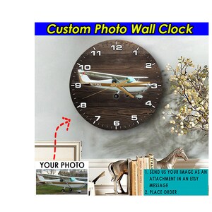 Aircraft Airplane Personalized Wooden Wall Clock, Unique Gifts For Aircraft Owners, Light Aircraft Lovers Gifts, Light Aircraft Pilot Gift