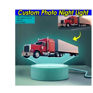 Semi Trailer Flatbed Truck Personalized Printed Night Light, Custom Big Truck, Big Rigs Gift For Him, Unique Gift For Truck Driver (Mc-nig2)