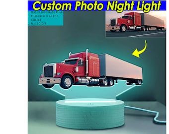 Semi Trailer Flatbed Truck Personalized Printed Night Light, Custom Big Truck, Big Rigs Gift For Him, Unique Gift For Truck Driver (Mc-nig2)