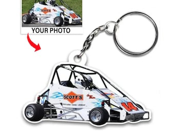 Quarter Midget Race Car Personalized Keychains, Midget Racing Gift